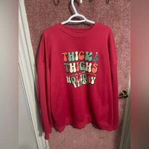 SHEIN Red Holiday Crew Neck Sweater